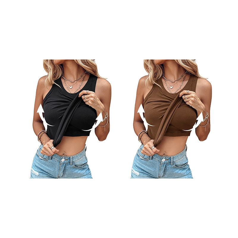 ✨49% DE RÉDUCTION ✨Débardeur côtelé avec soutien-gorge à étagère pour femme