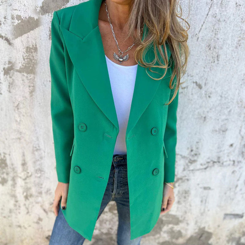 Blazer à manches longues de couleur unie à la mode