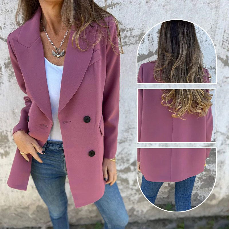 Blazer à manches longues de couleur unie à la mode