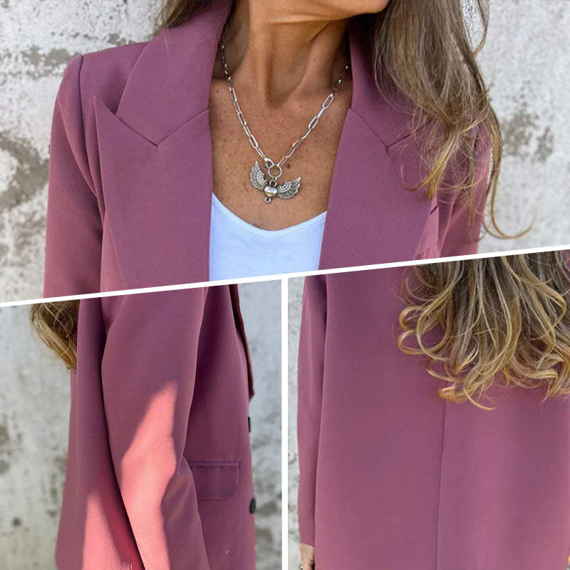 Blazer à manches longues de couleur unie à la mode