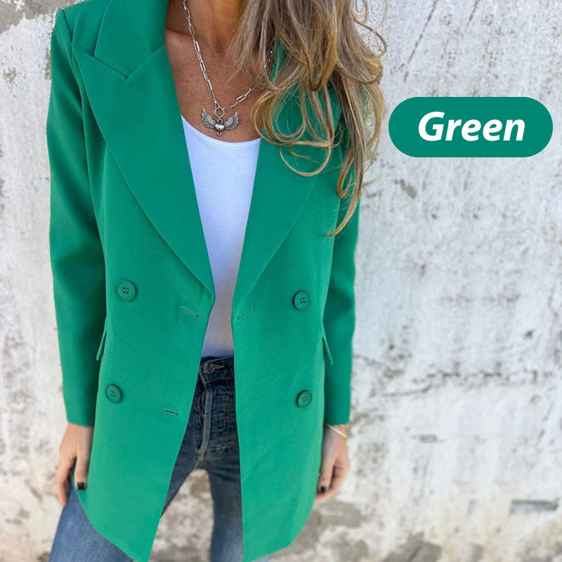 Blazer à manches longues de couleur unie à la mode