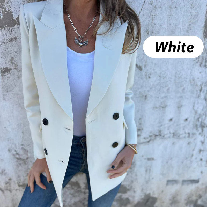 Blazer à manches longues de couleur unie à la mode