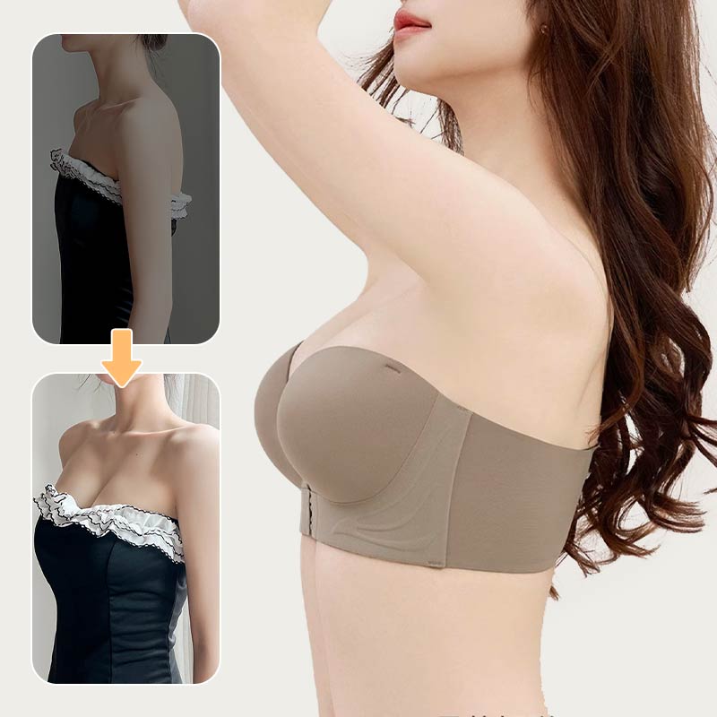Soutien-gorge Push-up à Fermeture Frontale avec Bretelles Invisibles