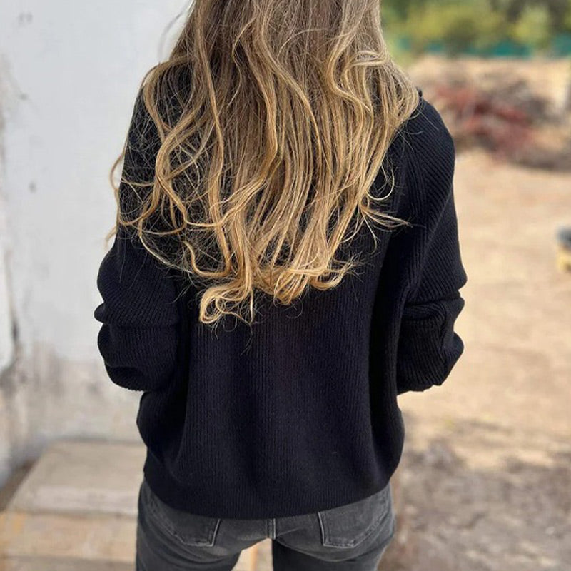 🌷 Offre limitée dans le temps 49%OFF💞 Pull décontracté de couleur unie à manches longues en tricot avec fermeture à glissière