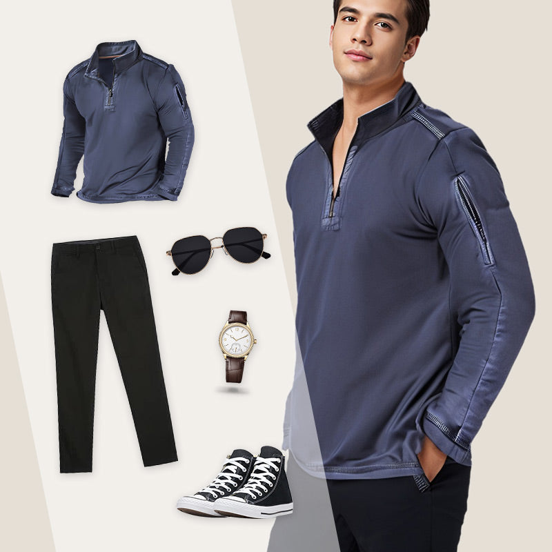 🔥Nouveautés d'automne - 49% de réduction🔥Pull Confortable à Quart de Zip avec Poches Zippées pour Homme