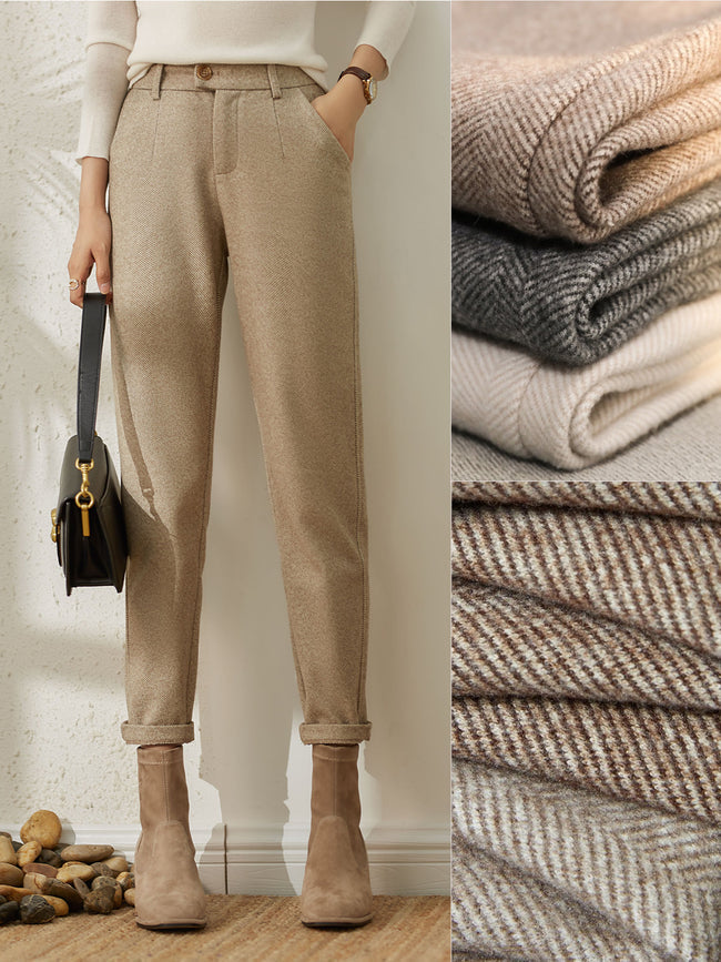 Pantalon harem en tweed nouvel automne et hiver pantalon pipe pour dames