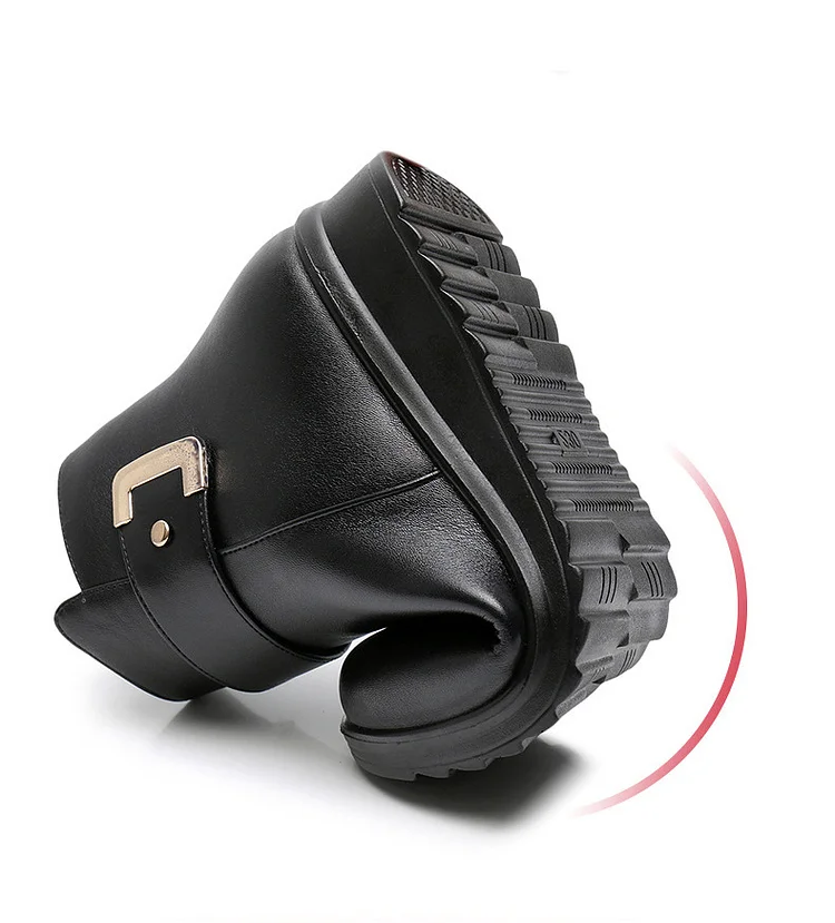 🔥49% de réduction - Bottes orthopédiques en cuir véritable et laine avec boucle en métal pour femmes