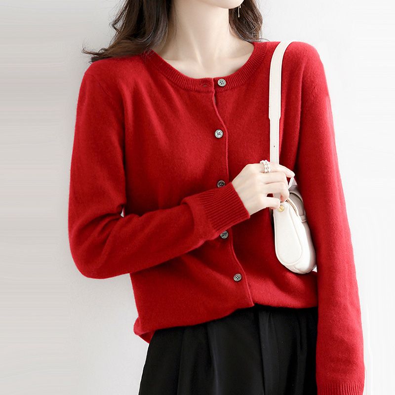 🔥2024 Vente à chaud🔥Chemise boutonnée à col rond en maille pour femme【Livraison gratuite à l'achat de 2 pièces】
