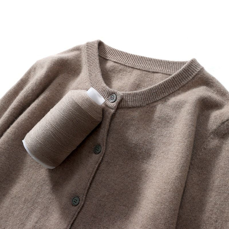 🔥2024 Vente à chaud🔥Chemise boutonnée à col rond en maille pour femme【Livraison gratuite à l'achat de 2 pièces】