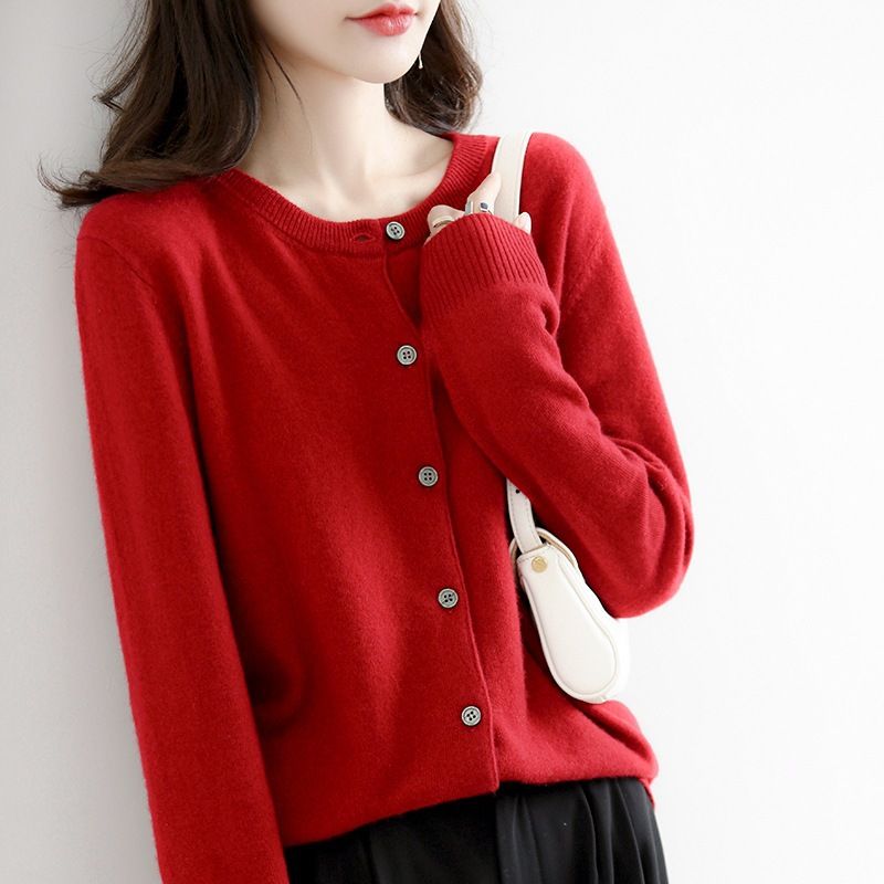 🔥2024 Vente à chaud🔥Chemise boutonnée à col rond en maille pour femme【Livraison gratuite à l'achat de 2 pièces】