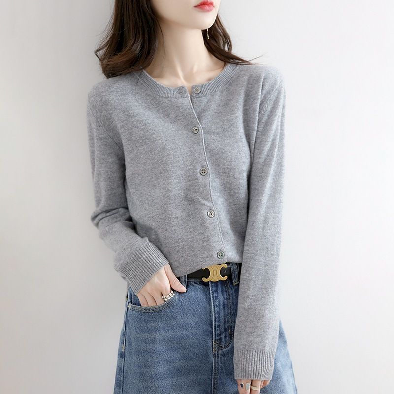 🔥2024 Vente à chaud🔥Chemise boutonnée à col rond en maille pour femme【Livraison gratuite à l'achat de 2 pièces】