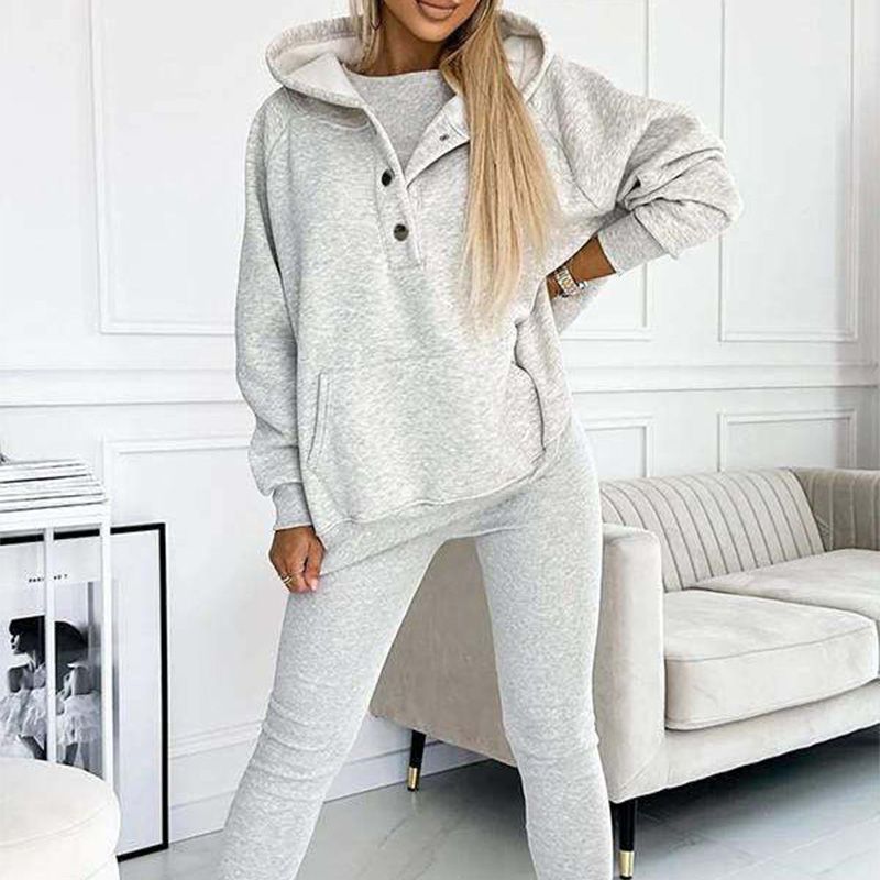 👚 50% DE RÉDUCTION ! 🏃‍♀️ Ensemble Sport 3 pièces Femme (Pull Capuche + Gilet + Pantalon) - Confortable et Tendance pour Quotidien ou Sport 2025 ✨📦