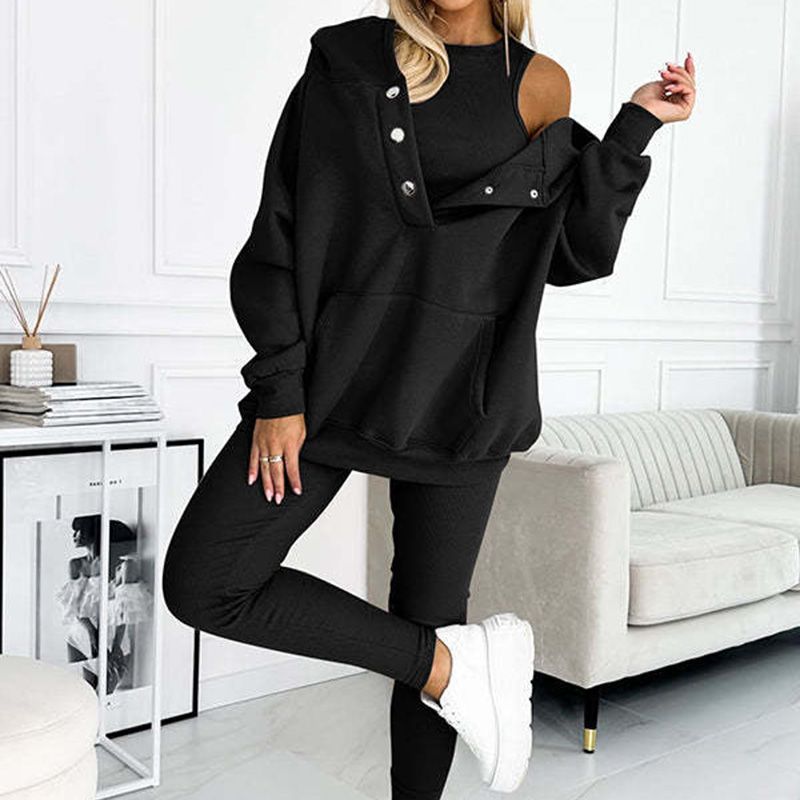👚 50% DE RÉDUCTION ! 🏃‍♀️ Ensemble Sport 3 pièces Femme (Pull Capuche + Gilet + Pantalon) - Confortable et Tendance pour Quotidien ou Sport 2025 ✨📦