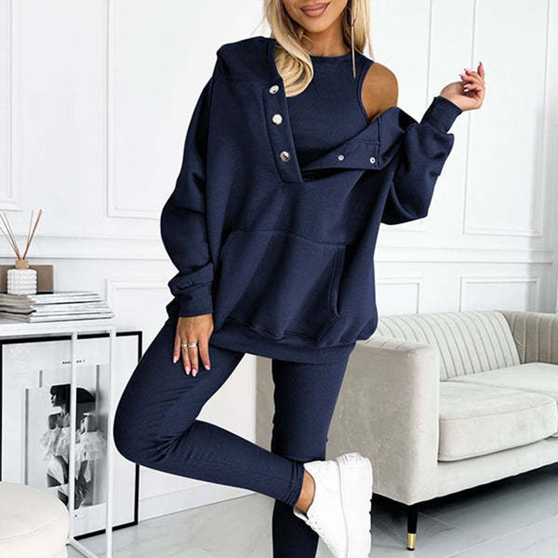 👚 50% DE RÉDUCTION ! 🏃‍♀️ Ensemble Sport 3 pièces Femme (Pull Capuche + Gilet + Pantalon) - Confortable et Tendance pour Quotidien ou Sport 2025 ✨📦
