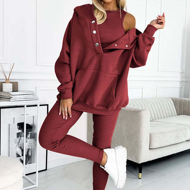 👚 50% DE RÉDUCTION ! 🏃‍♀️ Ensemble Sport 3 pièces Femme (Pull Capuche + Gilet + Pantalon) - Confortable et Tendance pour Quotidien ou Sport 2025 ✨📦