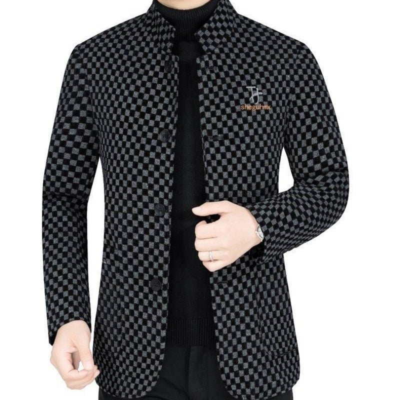 Veste chaude à carreaux tendance pour hommes avec poches