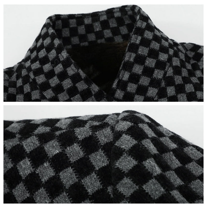 Veste chaude à carreaux tendance pour hommes avec poches
