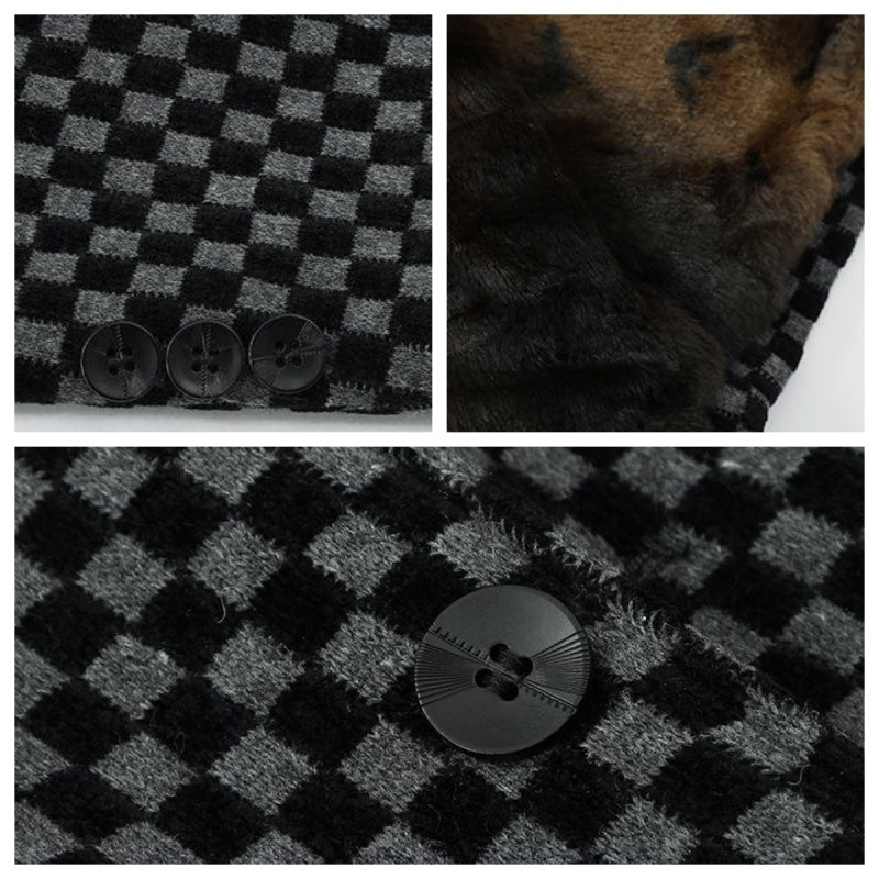 Veste chaude à carreaux tendance pour hommes avec poches