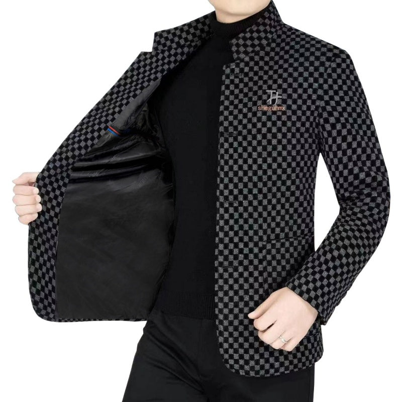 Veste chaude à carreaux tendance pour hommes avec poches