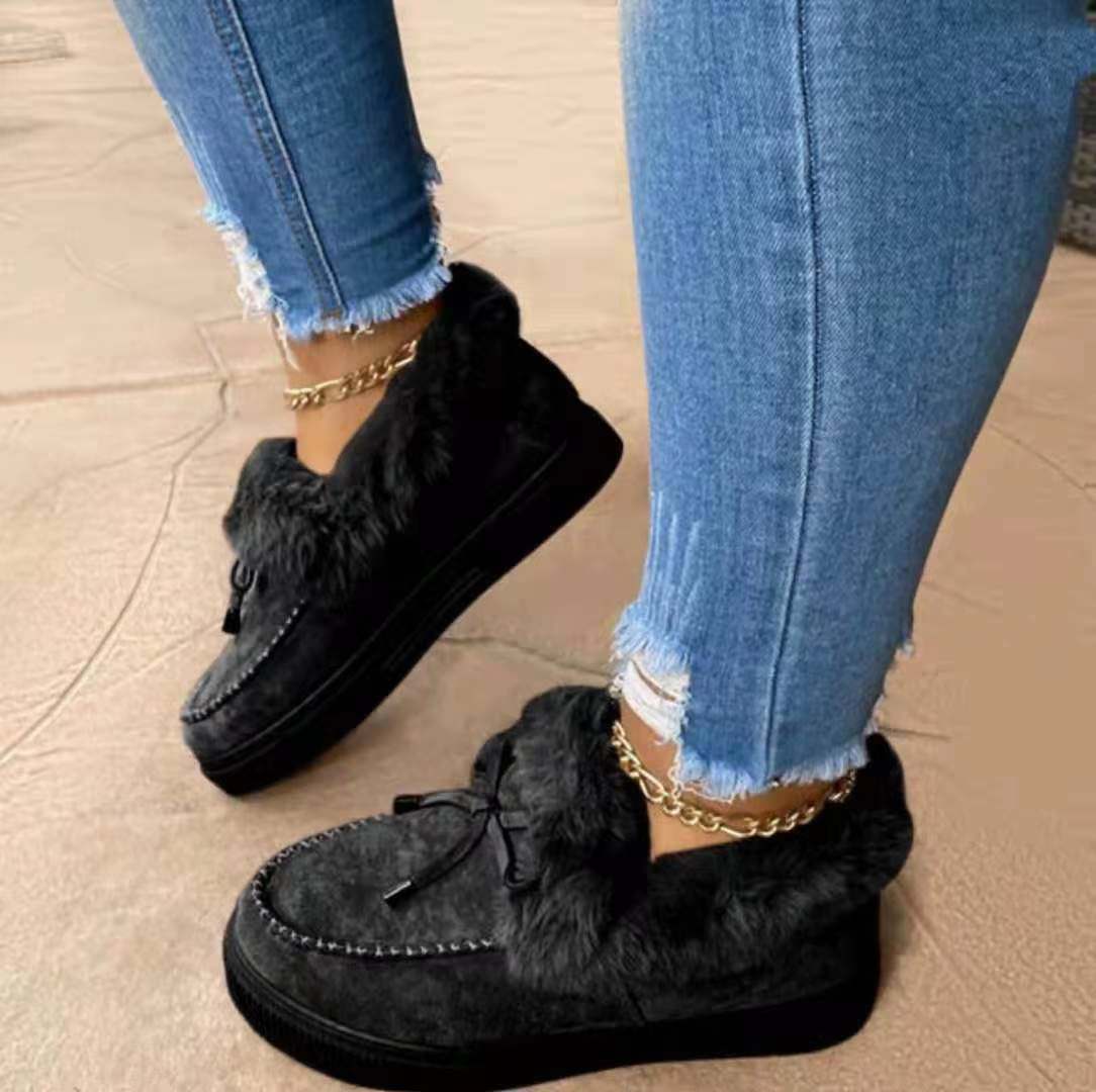 🚚 20% sur la deuxième paire de chaussures 🔥Chaussures en coton épais et chaud à bout rond pour femmes