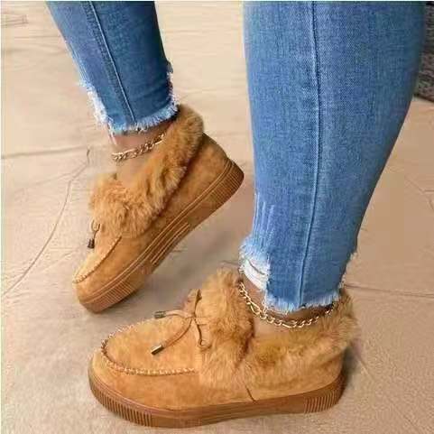 🚚 20% sur la deuxième paire de chaussures 🔥Chaussures en coton épais et chaud à bout rond pour femmes