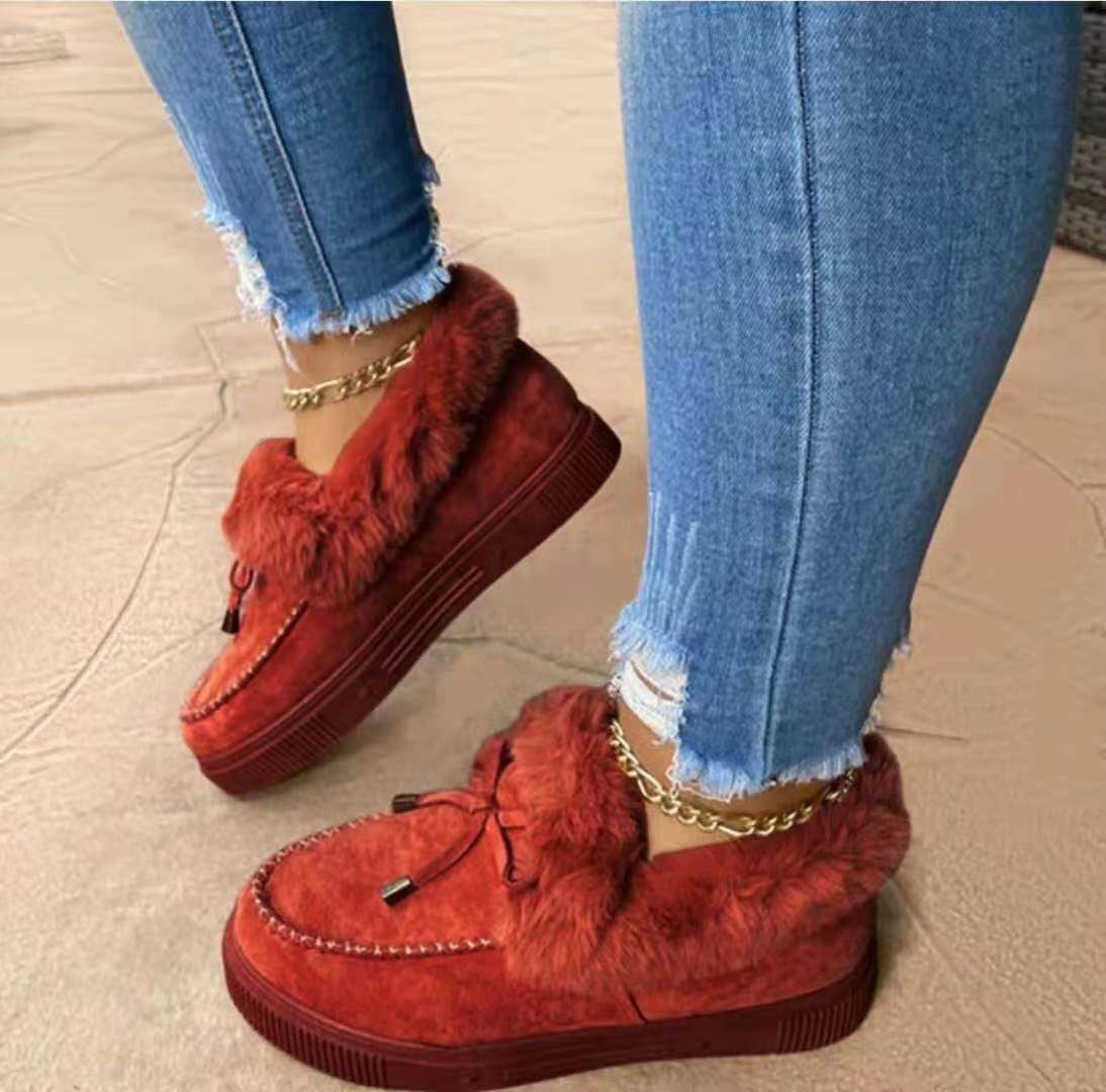 🚚 20% sur la deuxième paire de chaussures 🔥Chaussures en coton épais et chaud à bout rond pour femmes