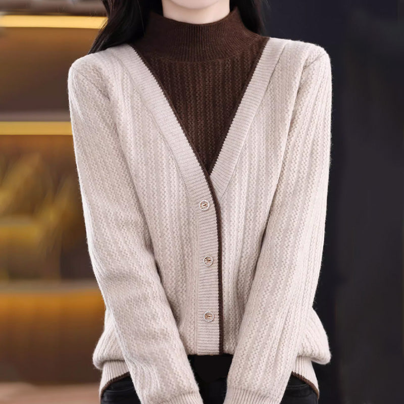 Pull-over en tricot à manches longues et col ras du cou pour femmes