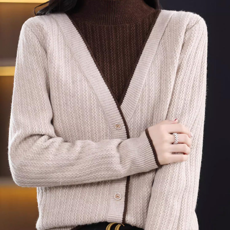 Pull-over en tricot à manches longues et col ras du cou pour femmes
