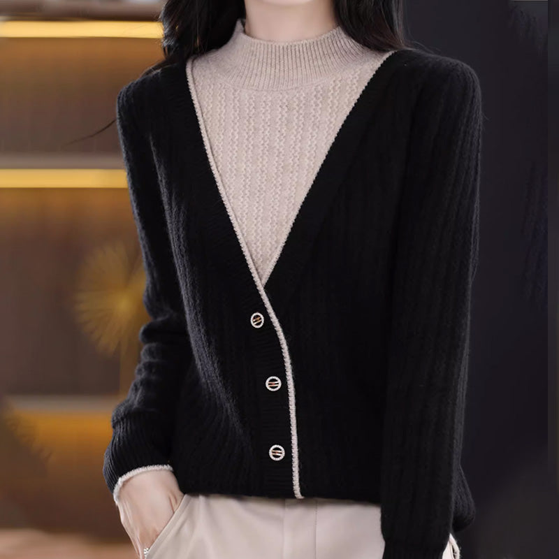 Pull-over en tricot à manches longues et col ras du cou pour femmes