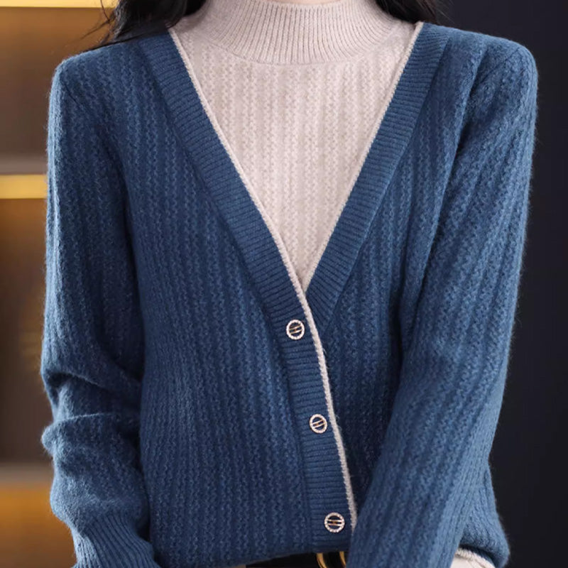 Pull-over en tricot à manches longues et col ras du cou pour femmes