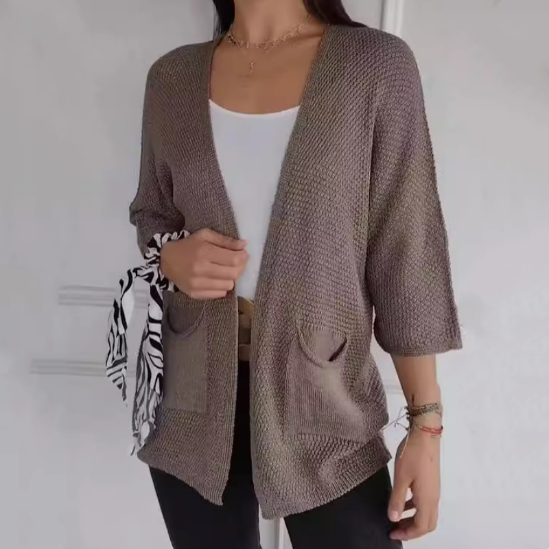 Manteau Tricoté Décontracté Ouvert sur le Devant pour Femmes