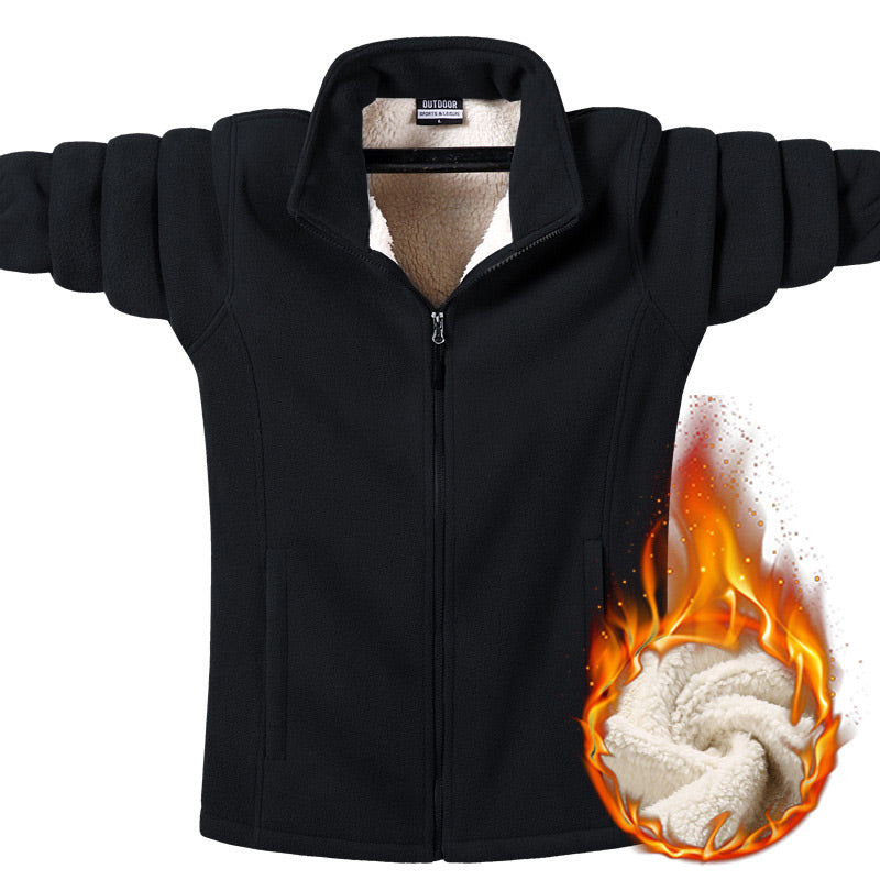 Veste d'hiver à fermeture éclair en fausse laine polaire pour hommes