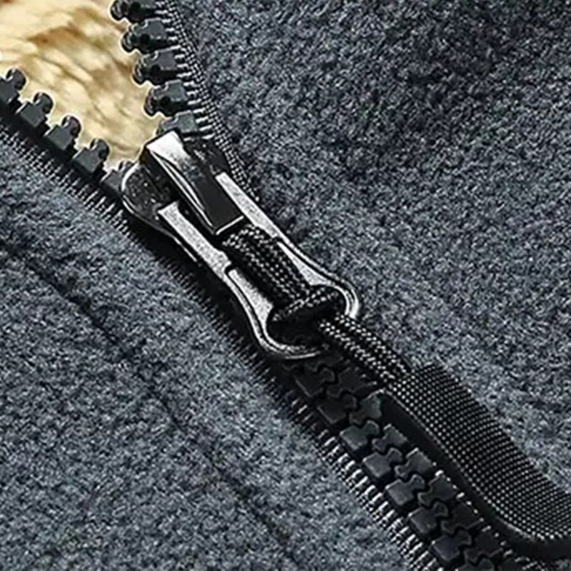 Veste d'hiver à fermeture éclair en fausse laine polaire pour hommes