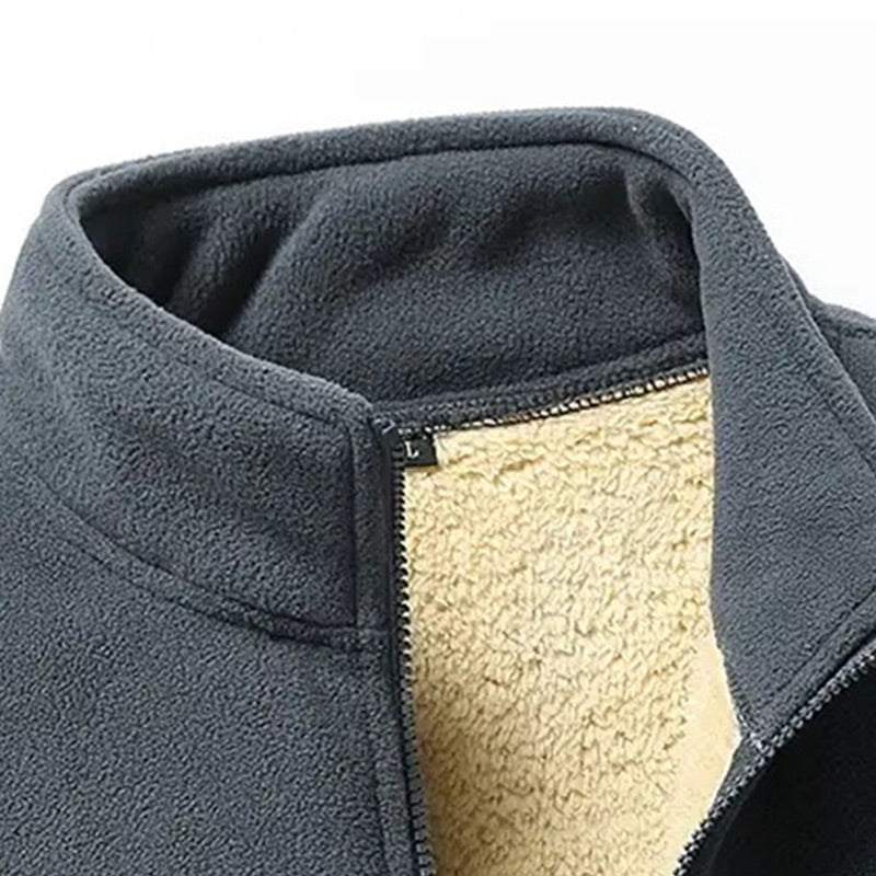 Veste d'hiver à fermeture éclair en fausse laine polaire pour hommes
