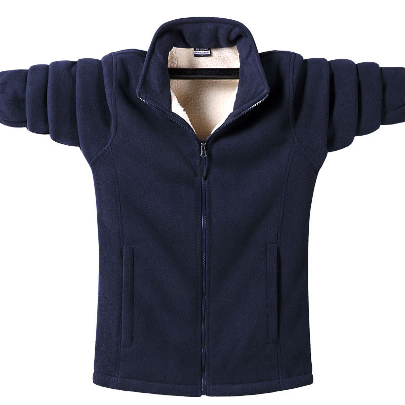 Veste d'hiver à fermeture éclair en fausse laine polaire pour hommes