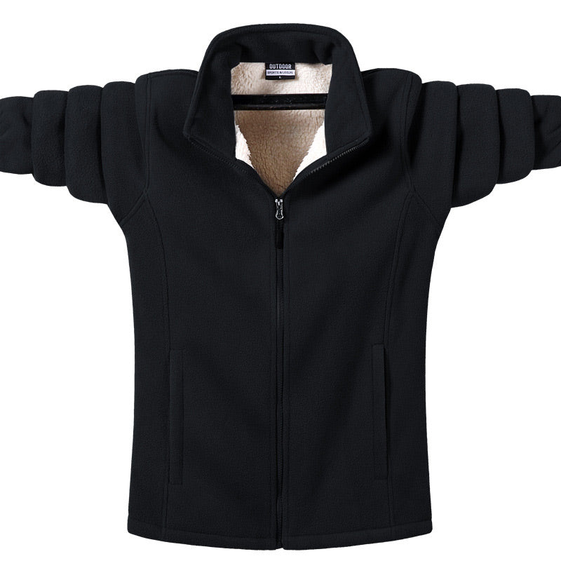 Veste d'hiver à fermeture éclair en fausse laine polaire pour hommes