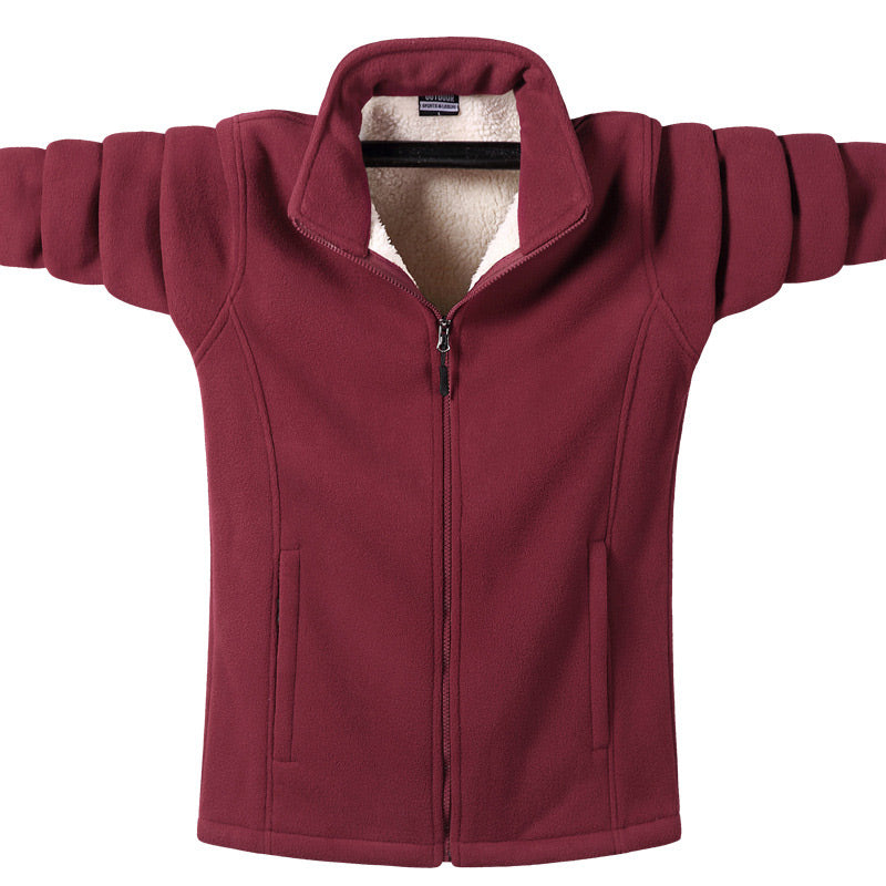 Veste d'hiver à fermeture éclair en fausse laine polaire pour hommes