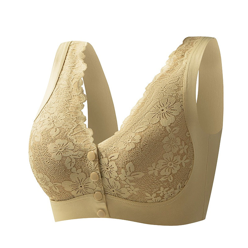 Soutien-gorge à larges bretelles sans armature à fermeture frontale pour femmes