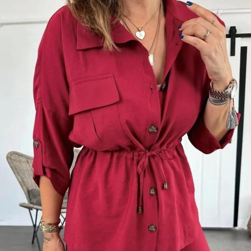 🎁✨ Vente à la criée🔥Ensemble haut boutonné et pantalon ample