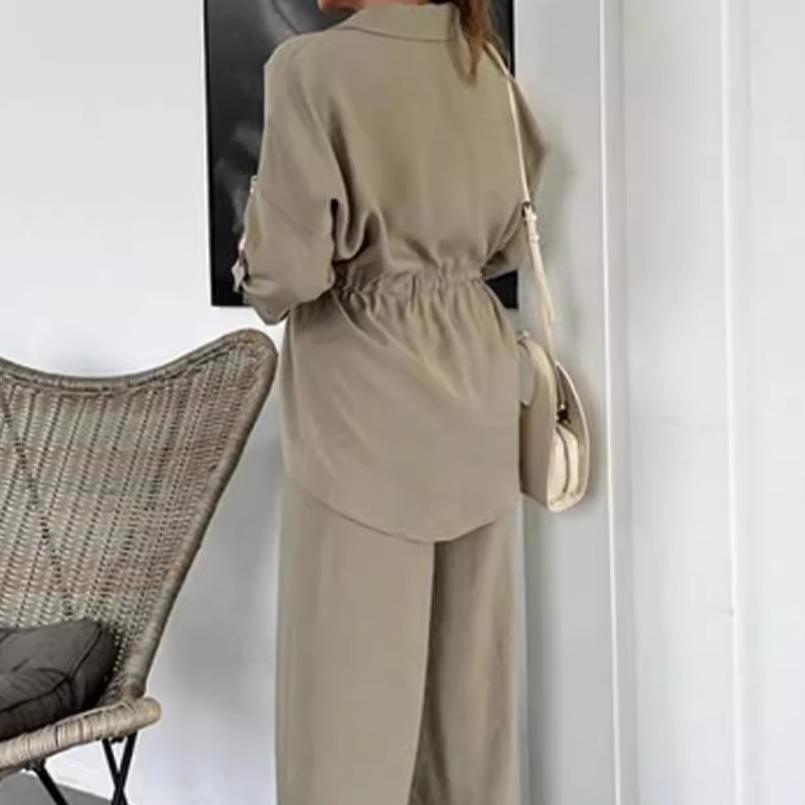 🎁✨ Vente à la criée🔥Ensemble haut boutonné et pantalon ample
