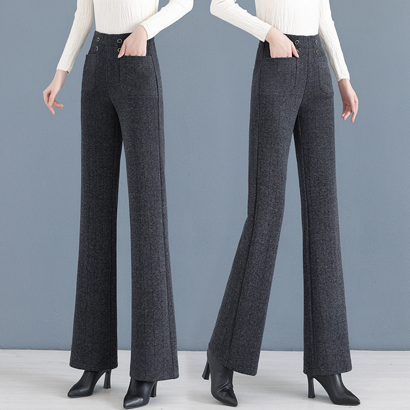 Pantalons droits légèrement évasés pour femmes, épais et décontractés