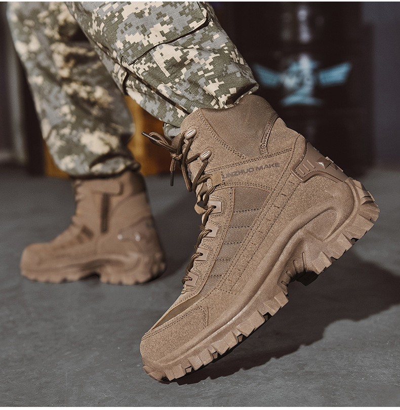 Bottes de Combat de Travail Imperméables pour Hommes, Extérieur Anti-Perforation, Bottes de l'Armée (Amélioration de la Durabilité)