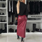 Jupe en Cuir Sexy et Élégante avec Taille Haute et Fente à la Cuisse pour Femmes