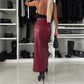 Jupe en Cuir Sexy et Élégante avec Taille Haute et Fente à la Cuisse pour Femmes