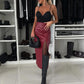 Jupe en Cuir Sexy et Élégante avec Taille Haute et Fente à la Cuisse pour Femmes