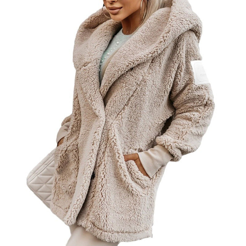 🎅Promotion de Noël - 49% de réduction🎅Veste à capuche douce et floue avec poches pour femmes