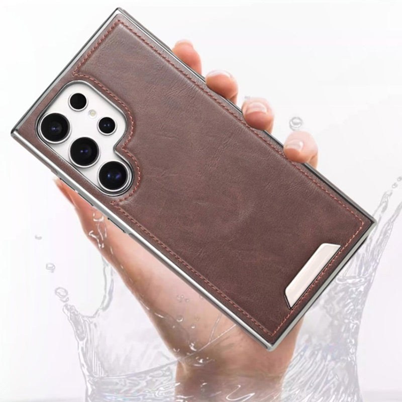 Etui magnétique anti-chute en simili-cuir de luxe pour Samsung