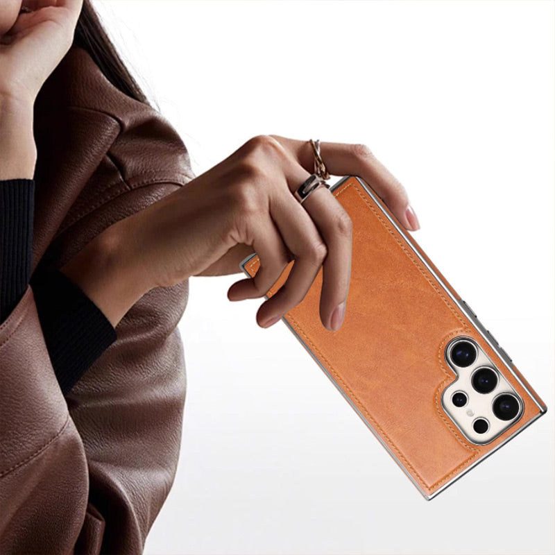 Etui magnétique anti-chute en simili-cuir de luxe pour Samsung