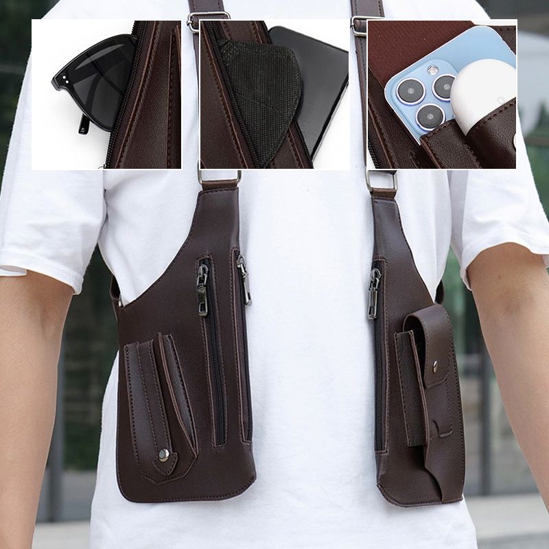 Sac tactique antivol à double bandoulière et à poches multiples pour homme