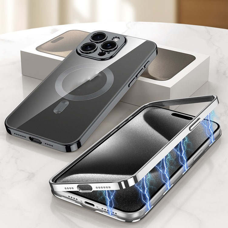 Couverture complète du boîtier de téléphone de charge sans fil magnétique
